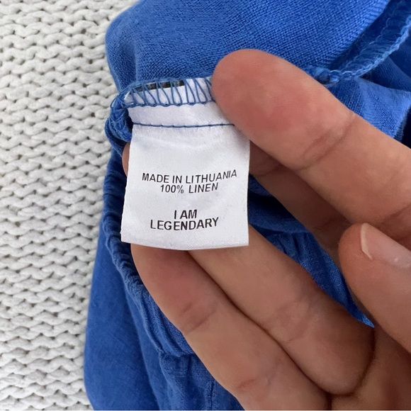 Flax Blue Wide Leg Pants Relaxed Fit - Picture 6 of 12